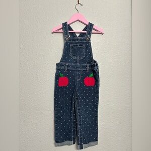 Y2k Gymboree 2T Denim Overalls with Red Apple Patches/polkadots
